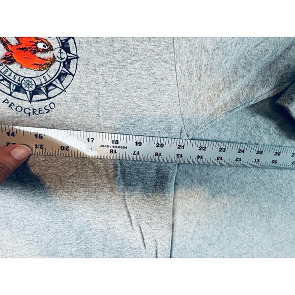 Pirana Joe Long Sleeve T Shirt Gray - Fish Tag - Progreso Mexico - 100%‎ Cotton - Picture 12 of 12